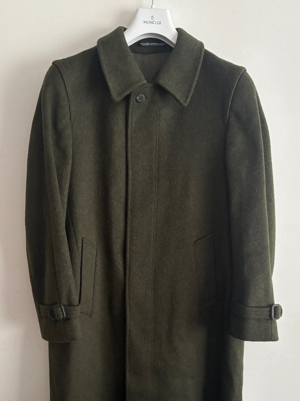 $1275 Steinbock Himalaya Loden Olive Green Wool Overcoat/ Top Coat - 36 / Small